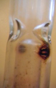 Most resin build-up in hard to clean area of bong